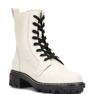 rag & bone White Combat Boots with Black Laces